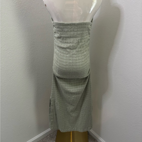 Free People Brandie Midi Dress Tube Ruched Sleeveless Size M Light Green - Picture 2 of 5